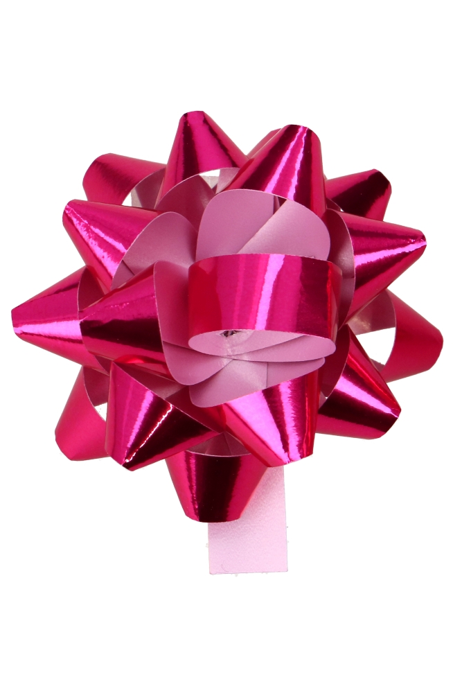 Mini Bows Strik Rond 45mm Metallic Fuchsia Met Plakker 100stuks