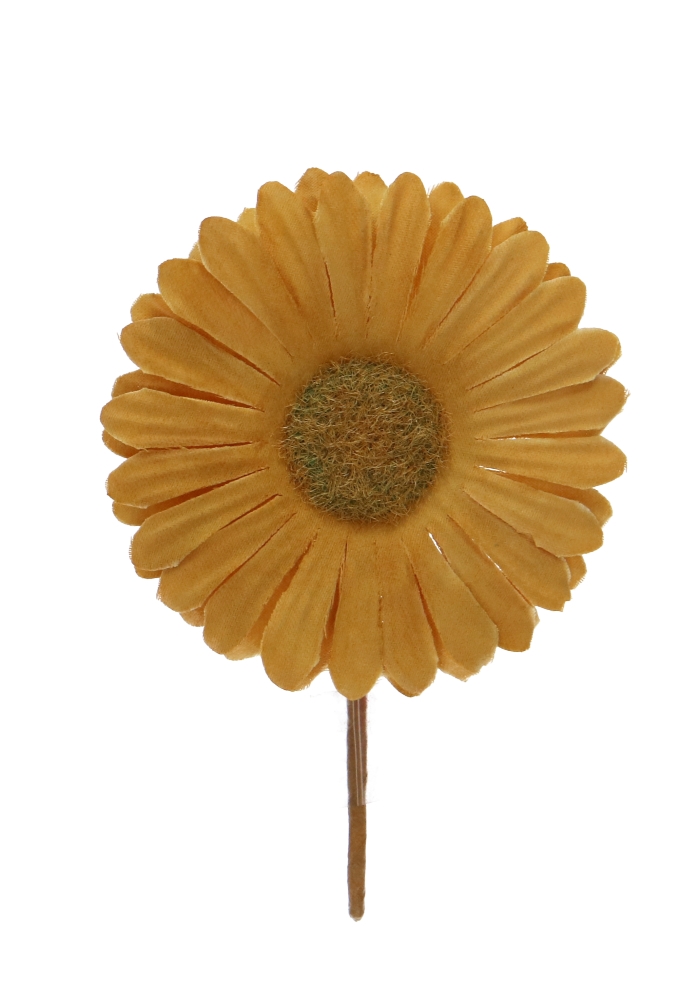 Kado Decoratie Gerbera Bloem Goud Mat & IJzerdraad 6.5x10cm 12stuks