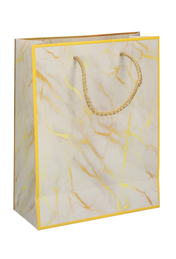 Kadotasjes Everyday Medium Marmer Creme and Gold 18x10x23cm 12stuks