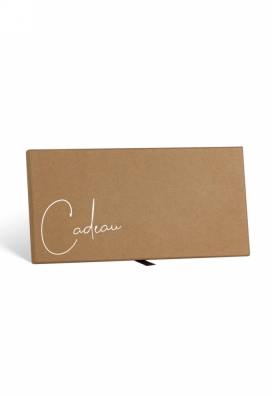 Cadeaubon + Luxe Cadeaudoosje Kraft Cadeau Met Lint 22x11x1.3cm 10st