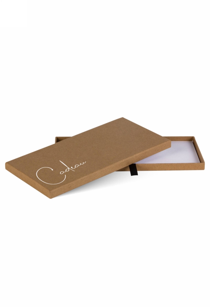 Cadeaubon + Luxe Cadeaudoosje Kraft Cadeau Met Lint 22x11x1.3cm 10st