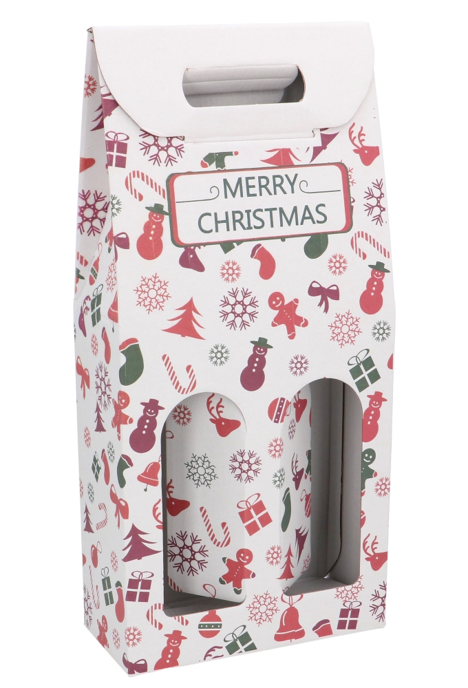 Wijndozen Vigo Merry Christmas voor 2 fles 18x9x40cm 10stuks