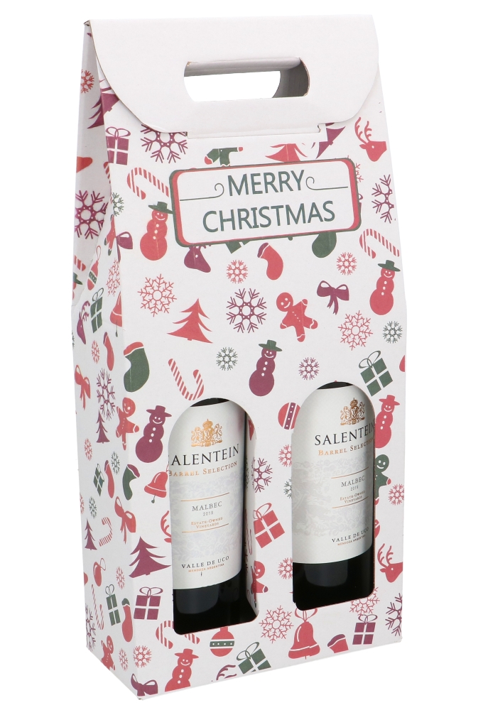 Wijndozen Vigo Merry Christmas voor 2 fles 18x9x38.5cm 10stuks