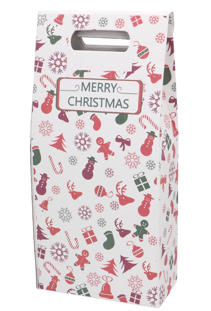 Wijndozen Vigo Merry Christmas voor 2 fles 18x9x38.5cm 10stuks