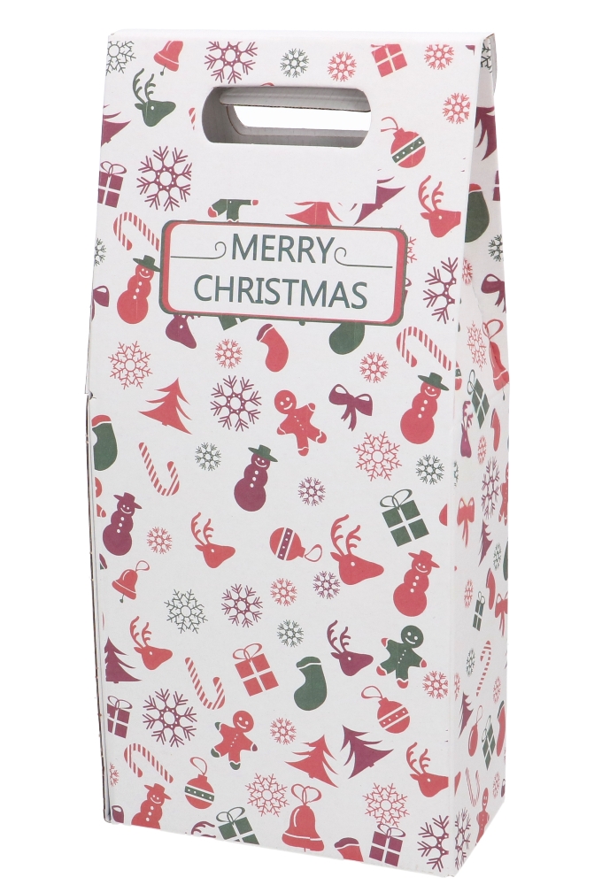 Wijndozen Vigo Merry Christmas voor 2 fles 18x9x40cm 10stuks