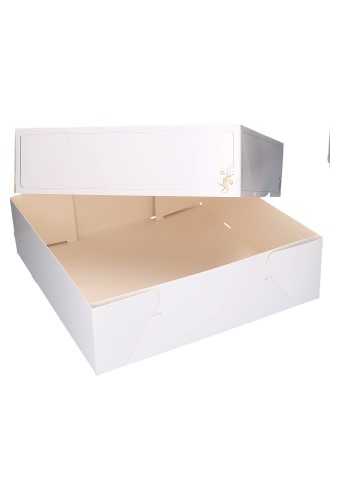 Gebaksdoos Hoog Wit Met Deksel 42x42x12cm 375gram 25stuks