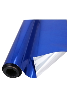 Cadeaufolie Metallic Donker Blauw & Zilver 70cm x 50meter.