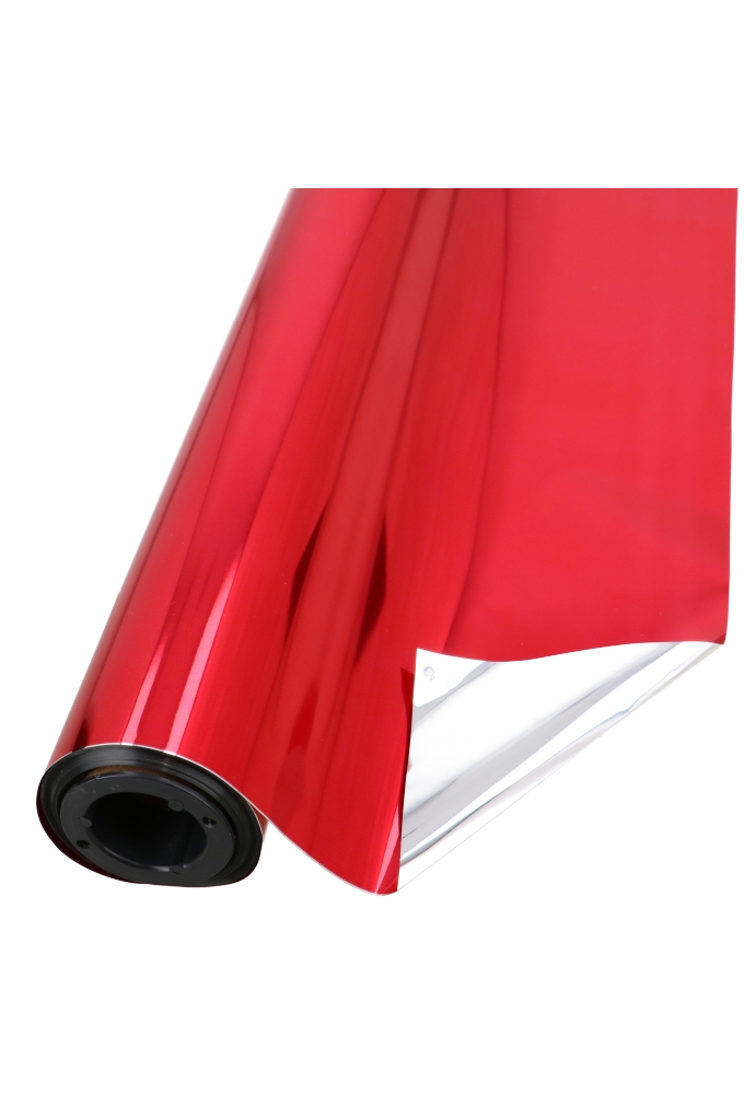 Cadeaufolie Metallic Rood & Zilver 70cm x 50meter 30 mic