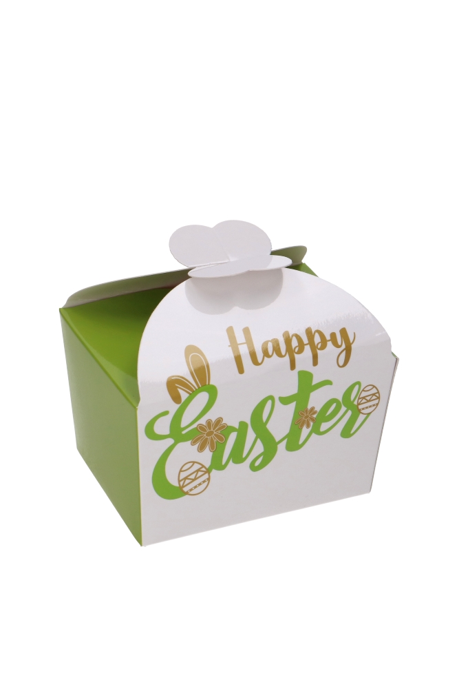 Bonbondoos Happy Easter Groen 250gr & Vlindersluiting 9.5x7.5x6cm 24st