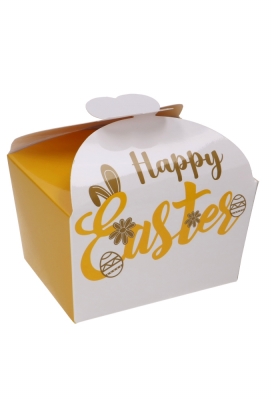 Bonbondoos Happy Easter Geel 500gr & Vlindersluiting 11.5x9x7cm 24st