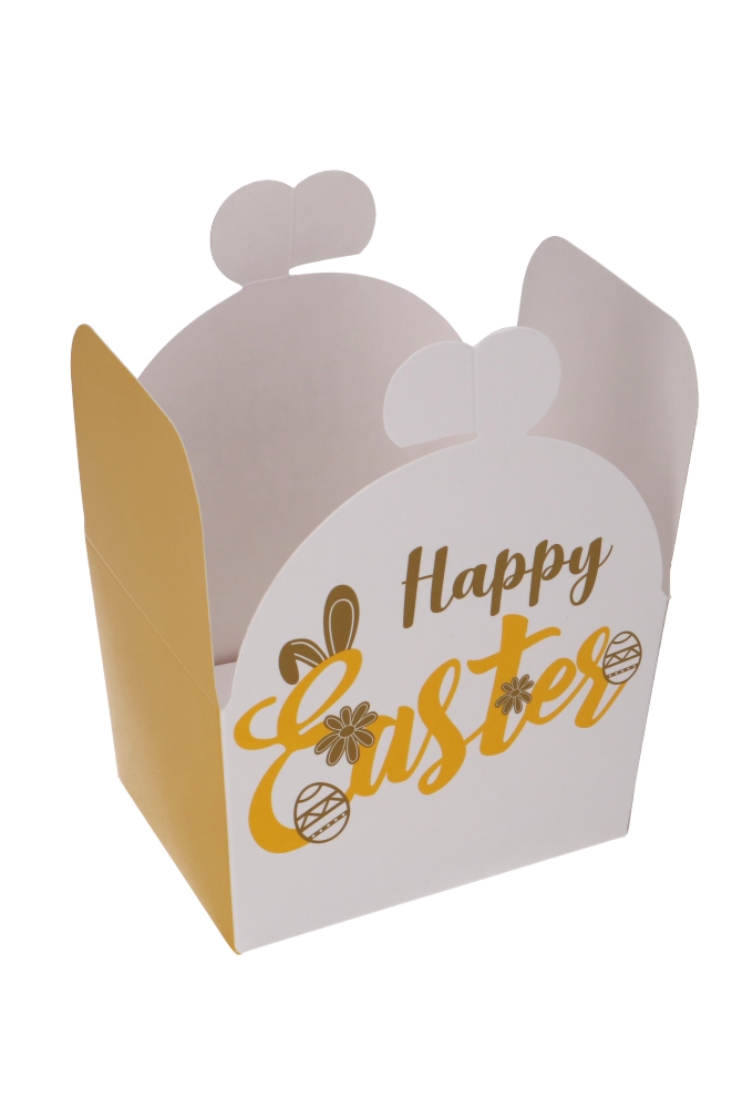 Bonbondoos Happy Easter Geel 500gr & Vlindersluiting 11.5x9x7cm 24st