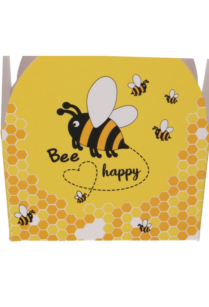 Bonbondoosjes Bee Happy Geel 500gr & Vlindersluiting 11.5x9x7cm 24st