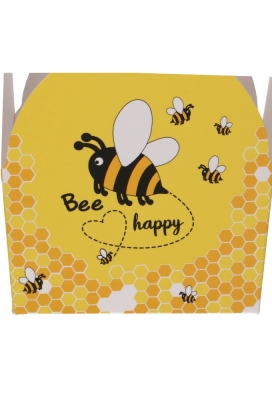 Bonbondoosjes Bee Happy Geel 500gr & Vlindersluiting 11.5x9x7cm 24st