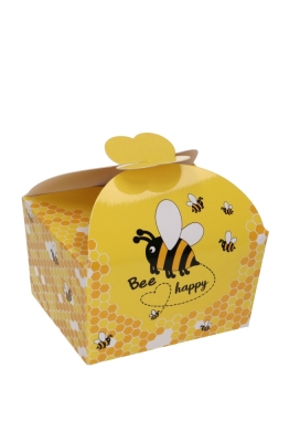 Bonbondoosjes Bee Happy Geel 250gr & Vlindersluiting 9.5x7.5x6cm 24st