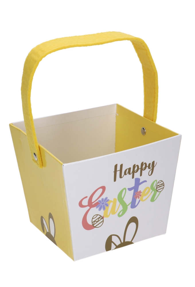 Paasdoos Mandje Happy Easter Met Handgreep 14x14x12cm 1stuks