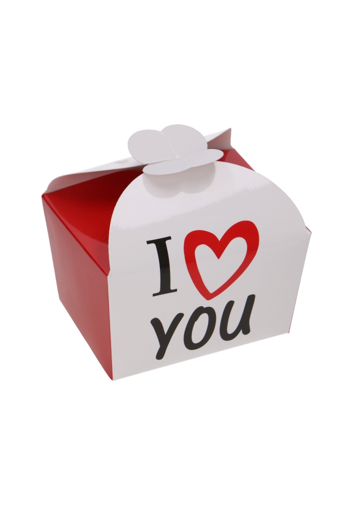 Bonbondoosjes I Love You 250gram & Vlindersluiting 9.5x7.5x6cm 24stuks