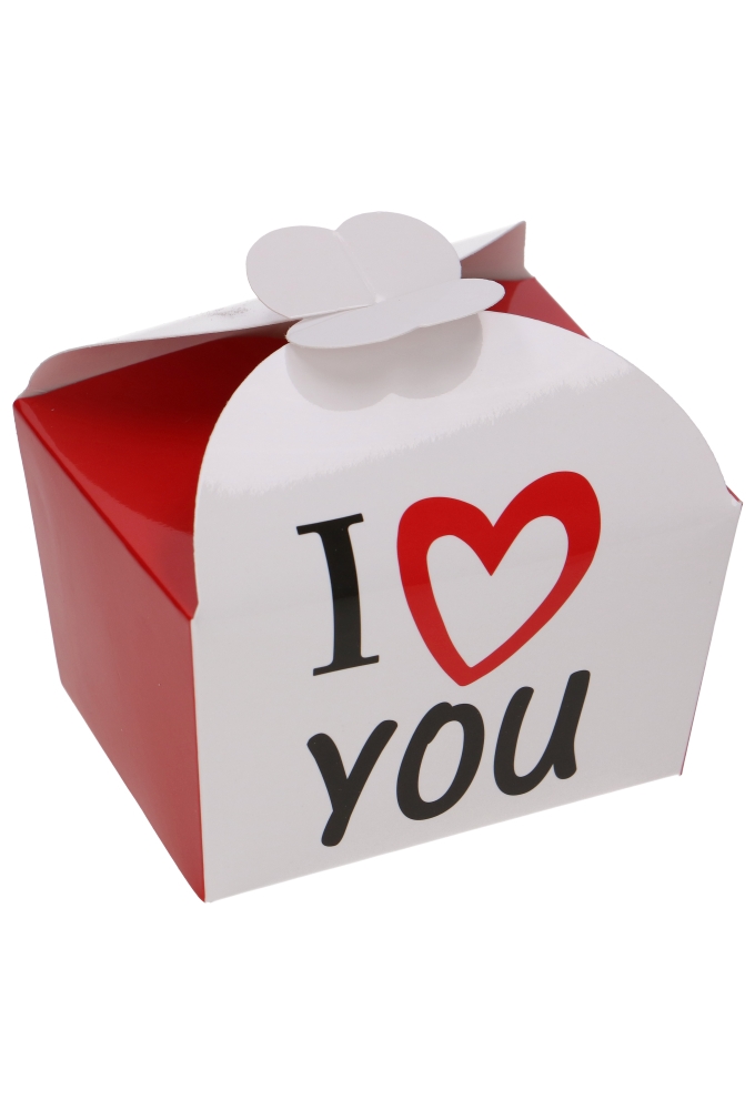 Bonbondoosjes I Love You 250gram & Vlindersluiting 9.5x7.5x6cm 24stuks