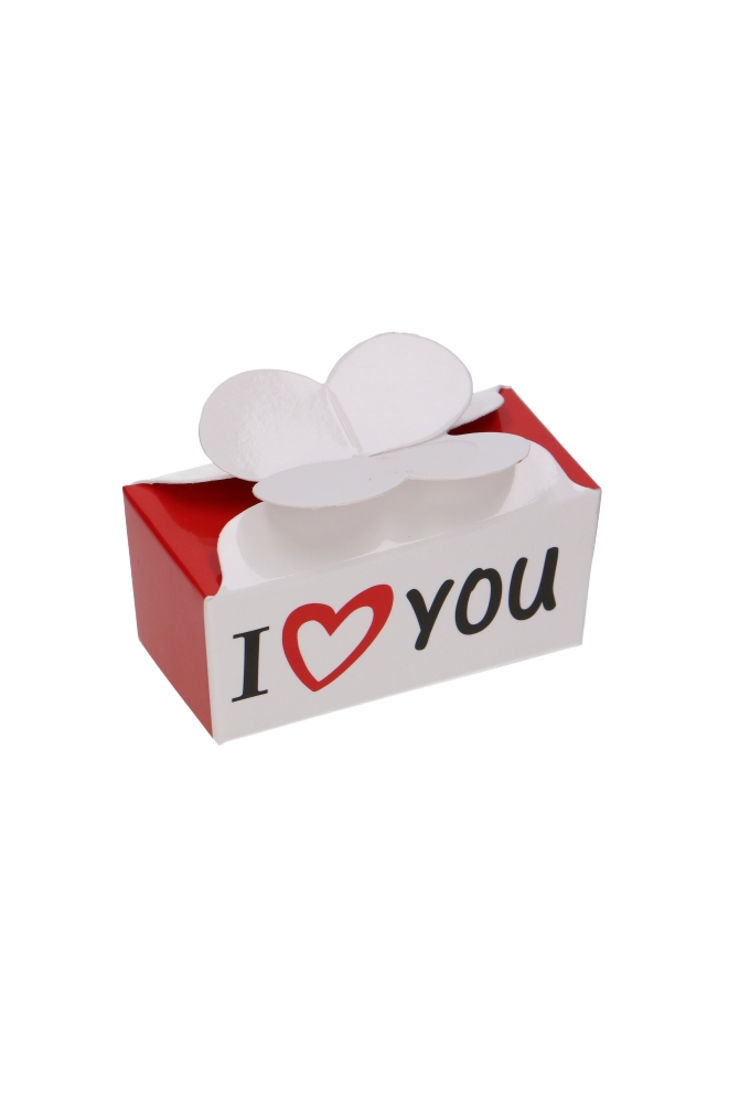 Bonbondoosjes I Love You 2 bonbons & Vlindersluiting 6.5x3x3cm 25stuks