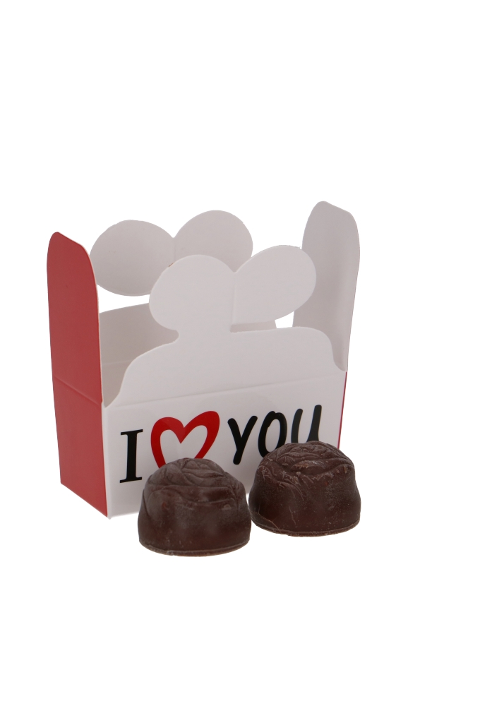 Bonbondoosjes I Love You 2 bonbons & Vlindersluiting 6.5x3x3cm 25stuks