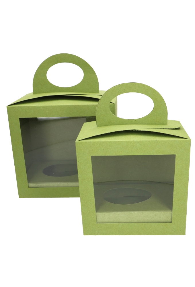 Paasdoosje Groen gerecycled Venster Hengsels Sokkel 16x12x15.5cm 25st