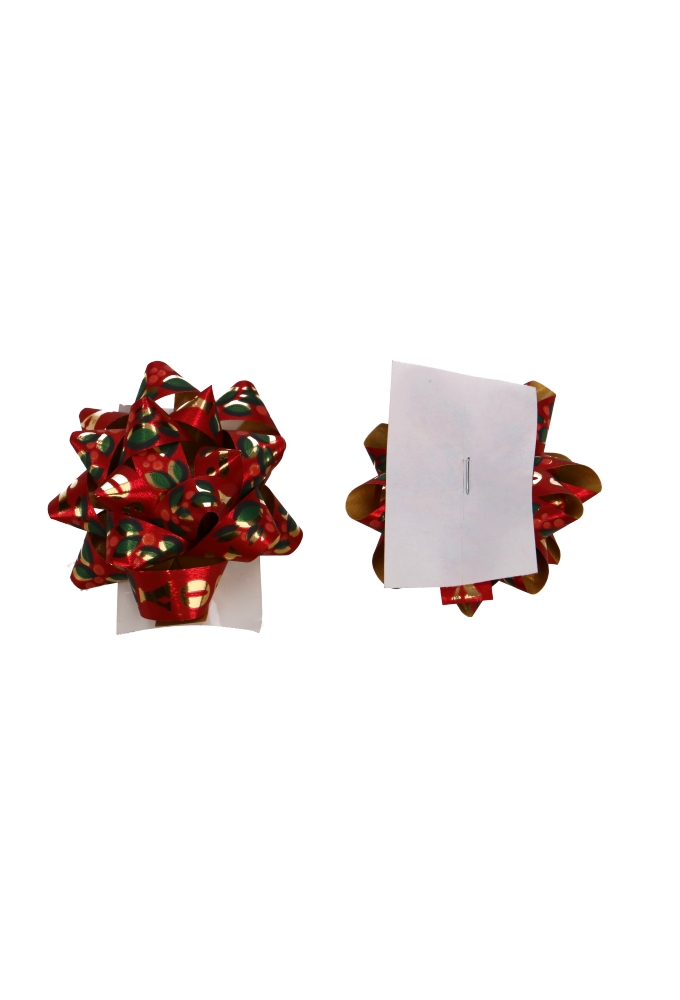 Kerst Mini Bows Strik Rond 50mm Christmas Joy Rood & Plakker 50stuks