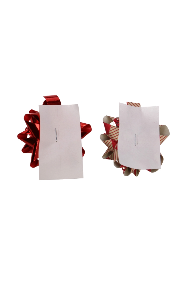 Kerst Mini Bows Strik Rond 50mm Metallic Xmas Red & Plakker 50stuks