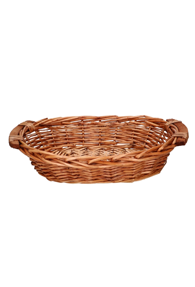 Rietenmanden Fruitmand ovaal met houten handvaten 34x28x8.5cm 10stuks