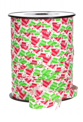 Kerst Krullint Kerst Wanten Sneeuwvlok Rood Groen 10mm x 250m OP IS OP