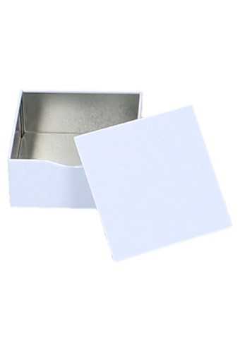 Blikken Blanco Wit Rechthoekig Met Losse Deksel 7.5x7.5x3.5cm 1stuks