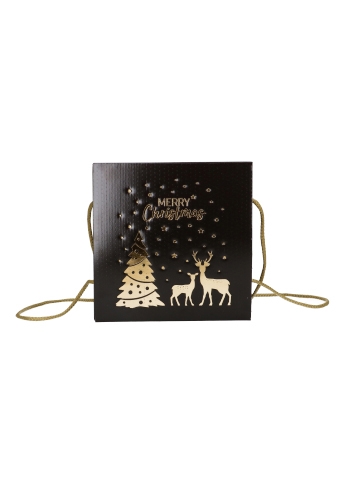 Geschenkdoos Merry Christmas Gold & Dark Brown Koord 21x21x21cm 20st