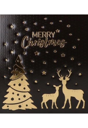 Geschenkdoos Merry Christmas Gold & Dark Brown Koord 21x21x21cm 20st