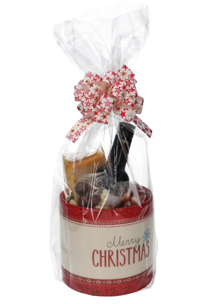 Keramieken Potje Merry Christmas 4stuks & GRATIS 4 ZAKJES & 4 STRIKJES