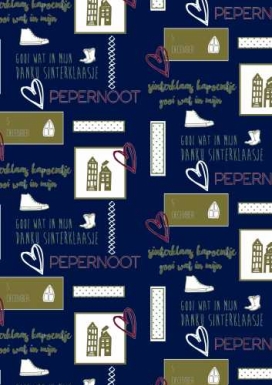 Sintpapier Trendy Love Sint Donkerblauw En Goud 30cm x 125m OP IS OP Sintpapier Trendy Love Sint Donkerblauw En Goud 30cm x 125m OP IS OP