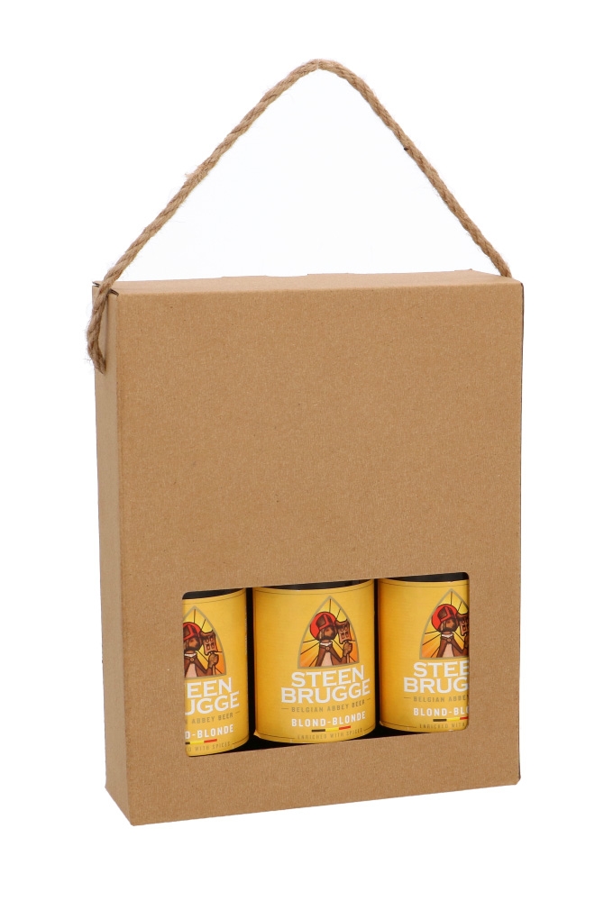Bierverpakking Kraft voor 3 flesjes Bier 33cl Met Koord FSC® 50stuks
