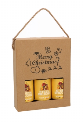 Bierverpakking Merry Christmas Kraft 3 flesjes Bier 33cl Koord 10stuks Bierverpakking Merry Christmas Kraft 3 flesjes Bier 33cl Koord 10stuks