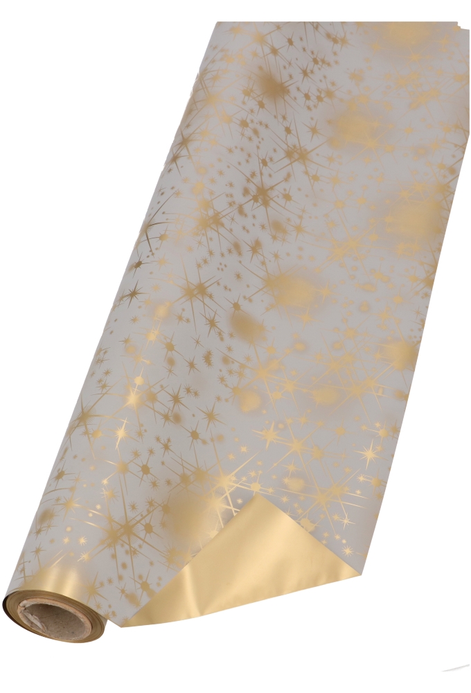 Cadeaufolie Dubbelzijdig Golden Stars 70cm x 25meter