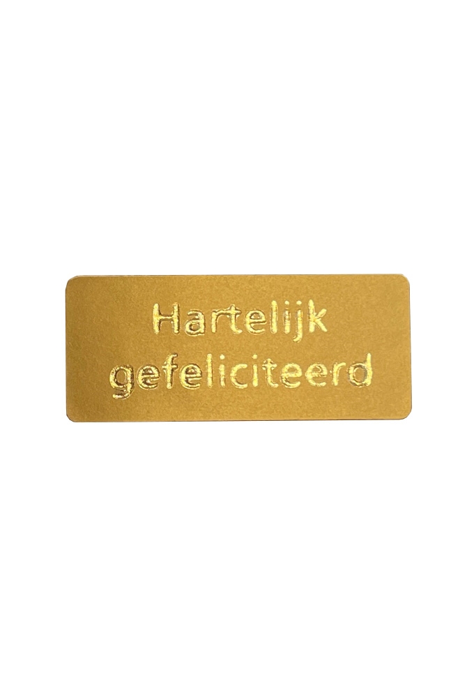 Etiketten Hartelijk Gefeliciteerd Goud 3.8x1.6cm 500stuks