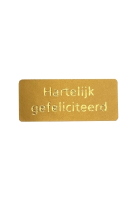 Etiketten Hartelijk Gefeliciteerd Goud 3.8x1.6cm 500stuks