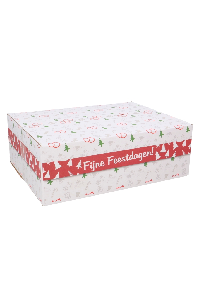 Kerstpakketdozen Fijne Feestdagen Wit 39x29x13cm 15stuks