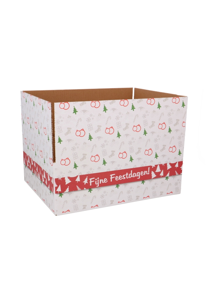 Kerstpakketdozen Fijne Feestdagen Wit 39x29x13cm 15stuks