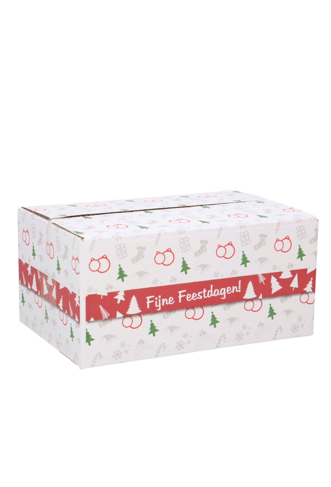 Kerstpakketdozen Fijne Feestdagen Wit 31x20x14cm 30stuks