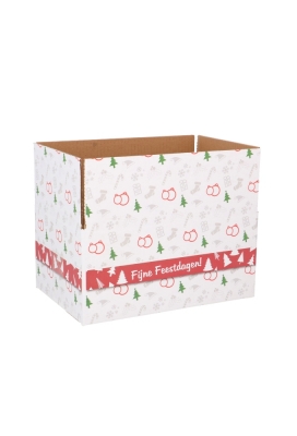 Kerstpakketdozen Fijne Feestdagen Wit 31x20x14cm 30stuks