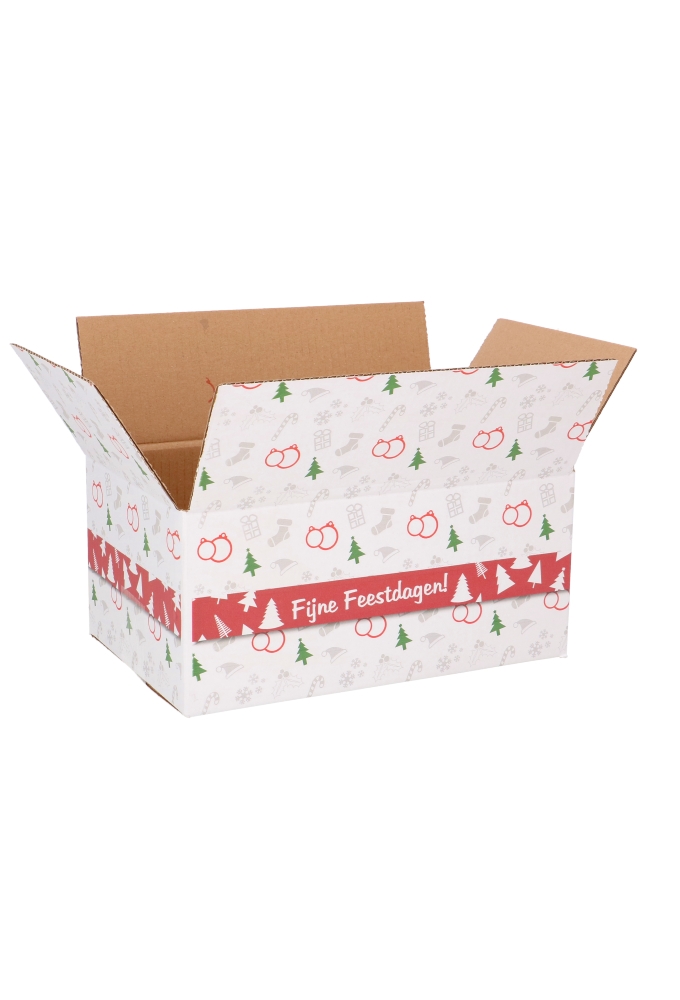 Kerstpakketdozen Fijne Feestdagen Wit 31x20x14cm 30stuks