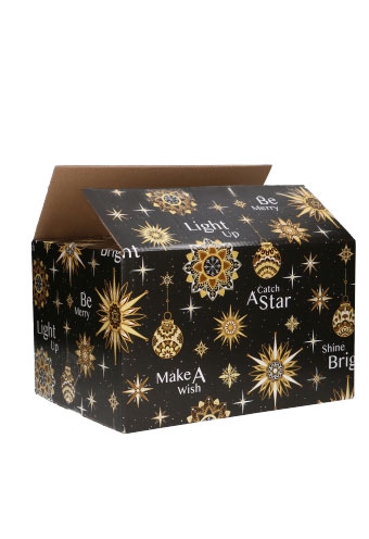 Kerstpakketdozen Make A Wish Box Black & Gold 39x29x20cm 15stuks