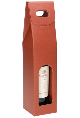 Wijndozen Vigo Koper & Venster 1 fles 9x9x38.5cm 10stuks