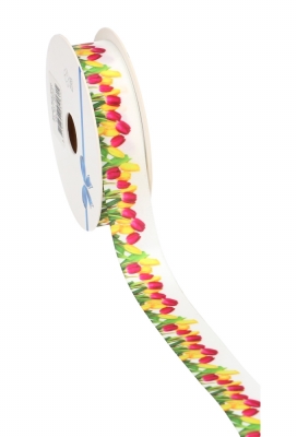 Kadolint Pasen Satijn Wit Tulpen 23mm x 20meter