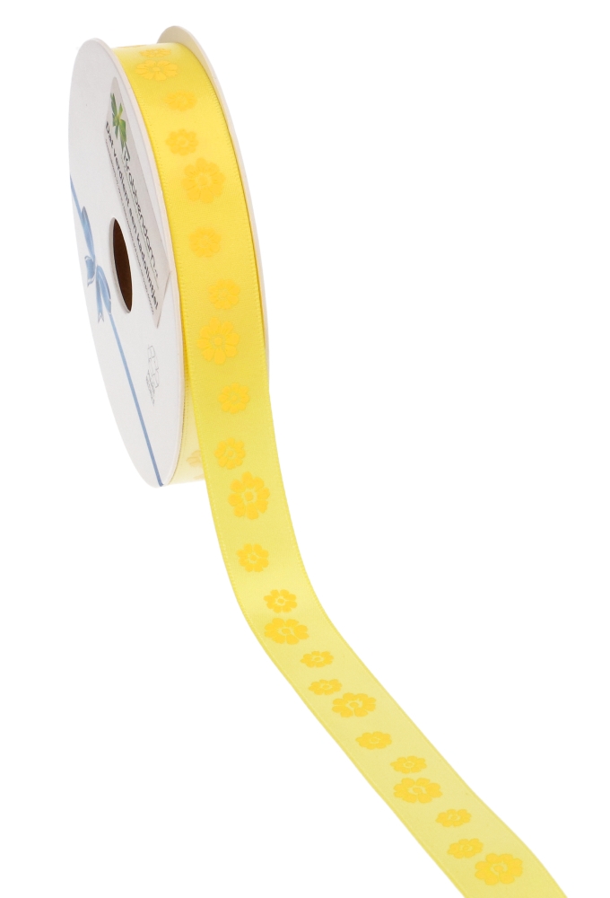 Kadolint Pasen Satijn Geel Flowers 15mm x 25meter