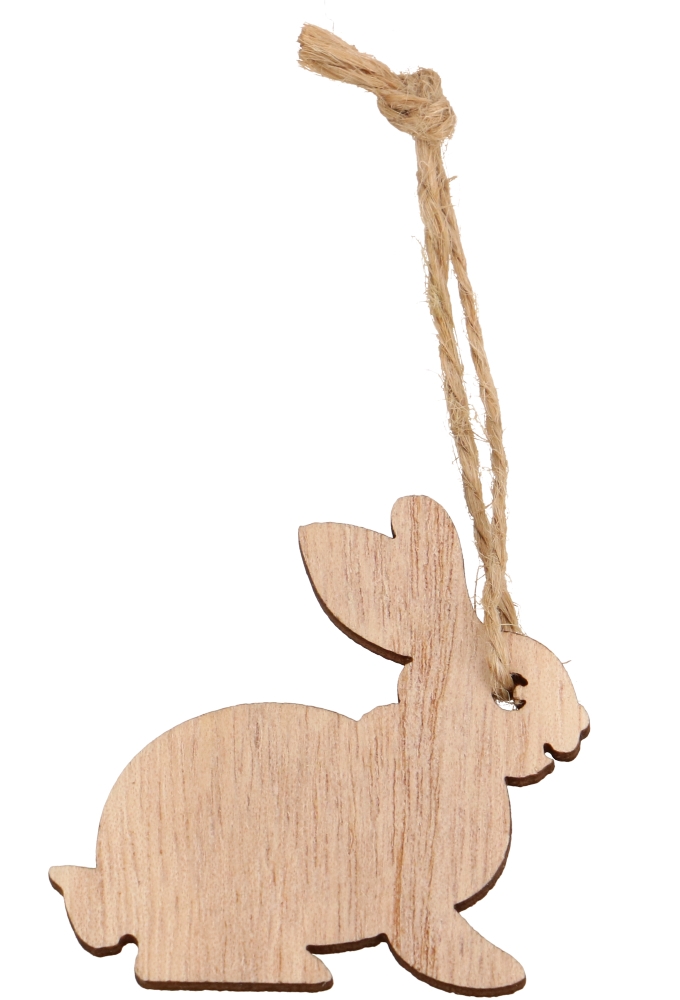 Houten Deco Easter Bunny Naturel & Koordje 5 x 5cm 24stuks