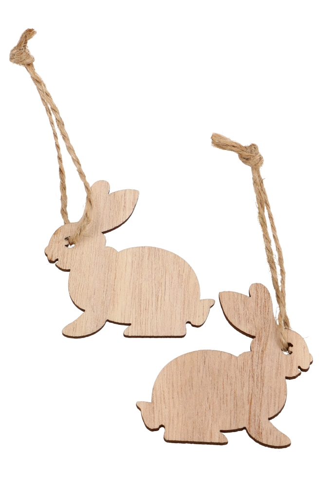 Houten Deco Easter Bunny Naturel & Koordje 5 x 5cm 24stuks