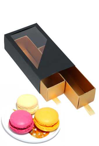 Macarondoosjes 2 Ladeboxje Zwart Mat & Goud Mat 16x8.6x4.5cm 5stuks